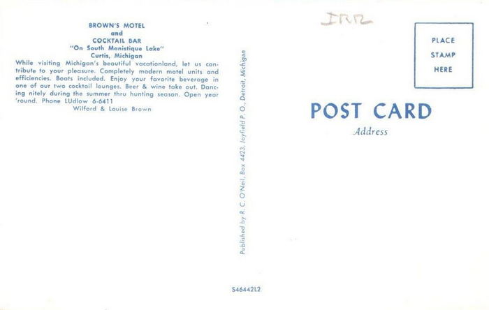 CJ’s UP North Inn (Browns Motel) - Old Postcard